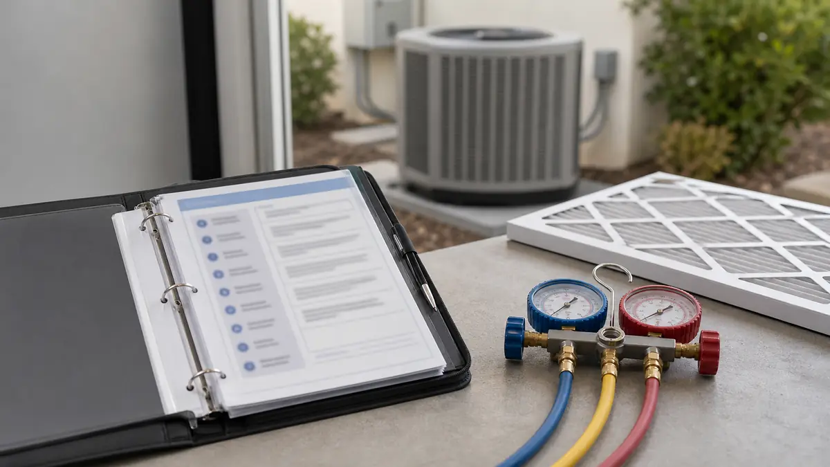 Homeowner reviewing Trane HVAC service answers in Alhambra